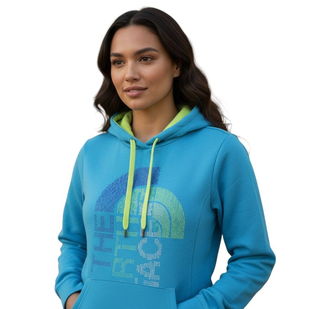 The North Face Hoodie Womens XS Blue Trivert Logo Fleece Pullover Outdoor